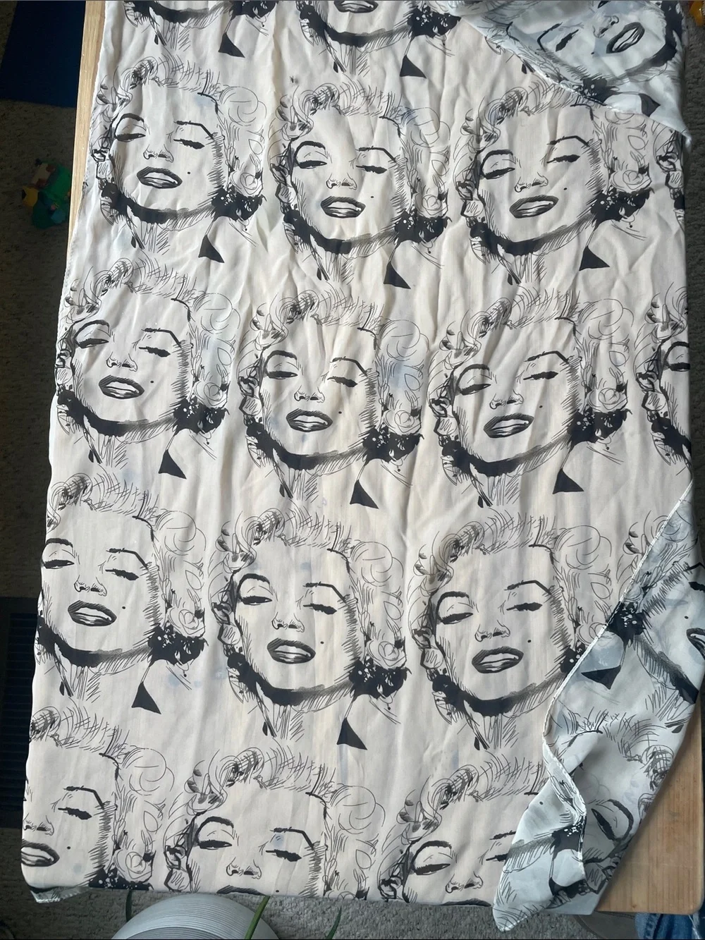 Monroe Pop Art Face Print Sheet Black & White Silk Scarf